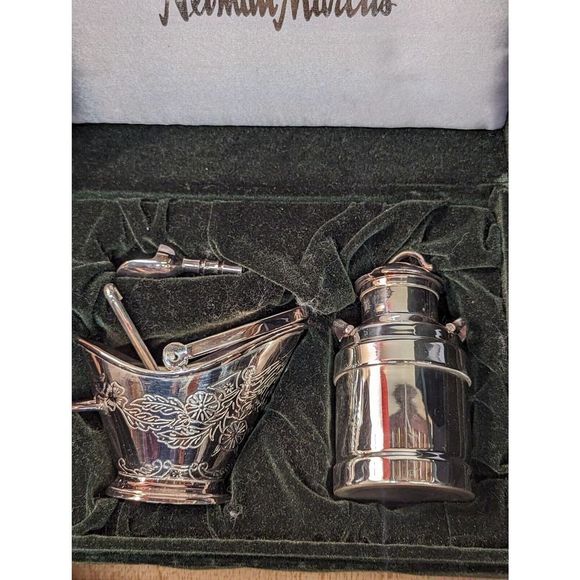 Vintage 7 pc Neiman Marcus Silver-Plated Serving Set in Green Velvet Box - Picture 9 of 16